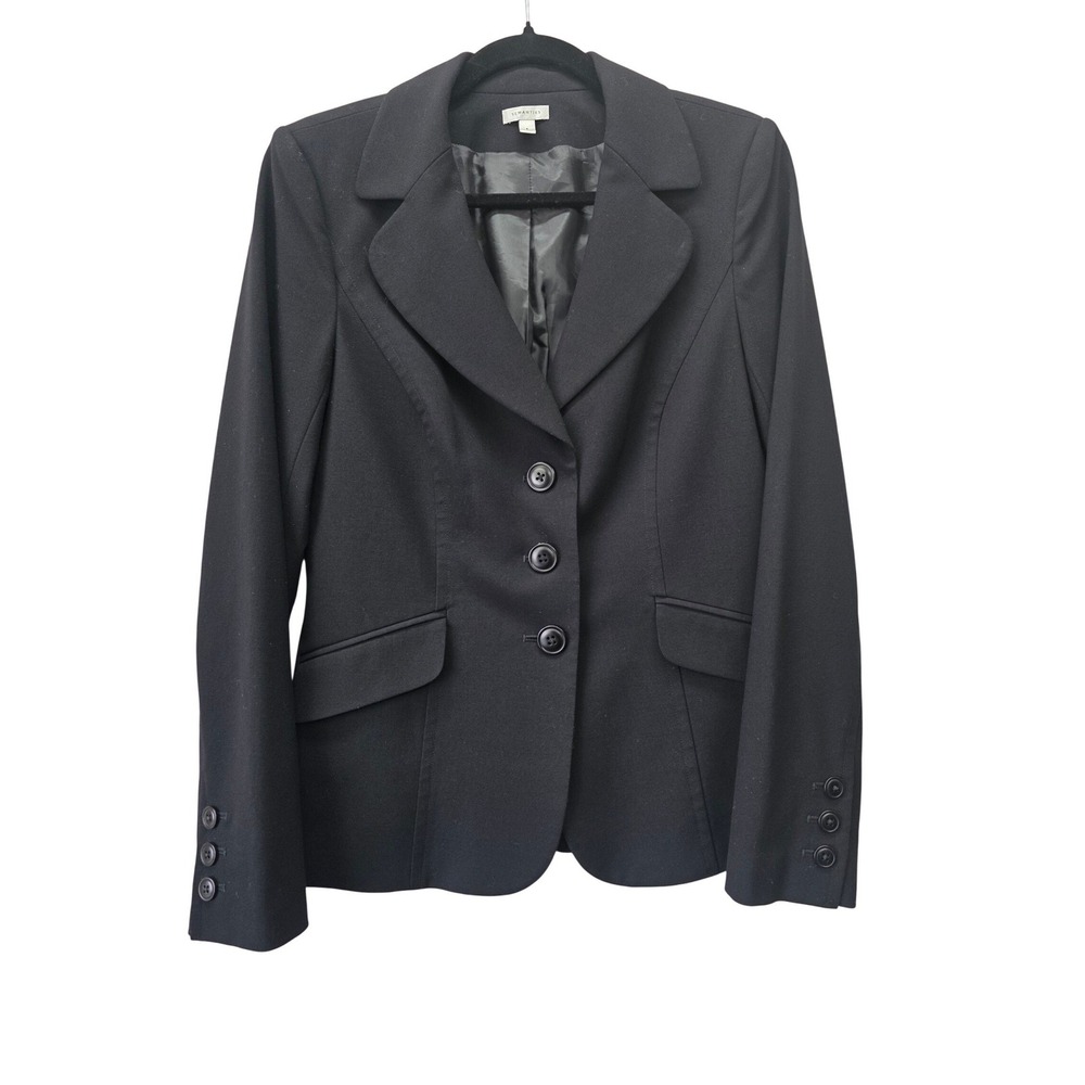 Semantiks Womens Black 3-Button Blazer Jacket Size 6 Professional Workwear